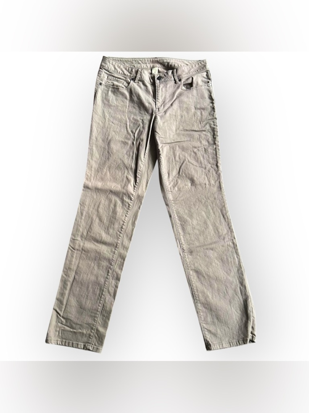 Sonoma tan straight mid rise jeans, size 8